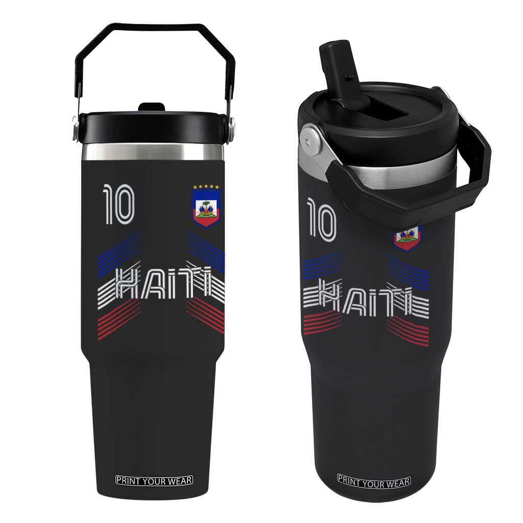 Haiti Soccer Flip Straw Tumbler Haitian Football Fan Pride National Team Support Graphic