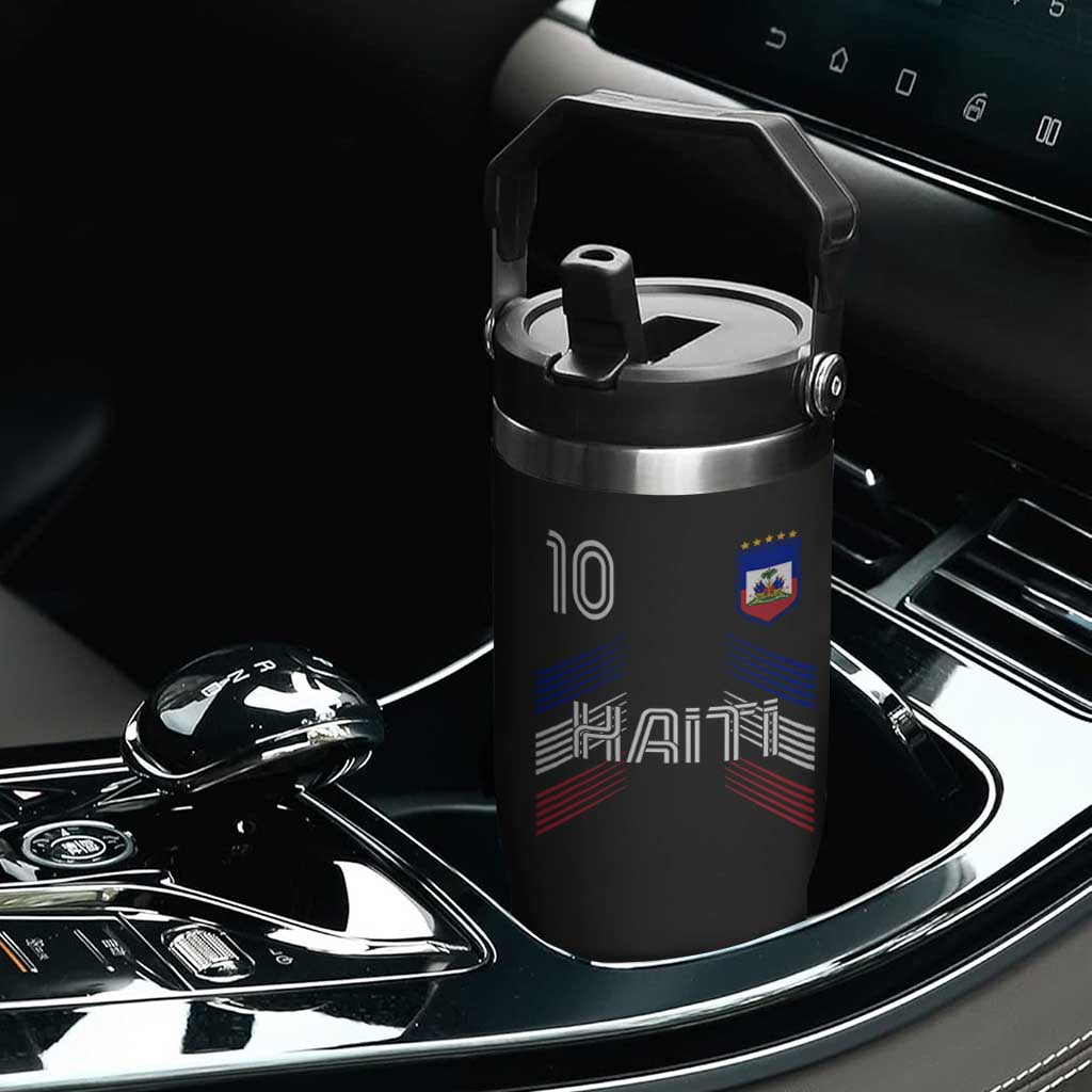 Haiti Soccer Flip Straw Tumbler Haitian Football Fan Pride National Team Support Graphic