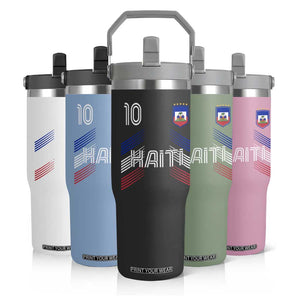 Haiti Soccer Flip Straw Tumbler Haitian Football Fan Pride National Team Support Graphic