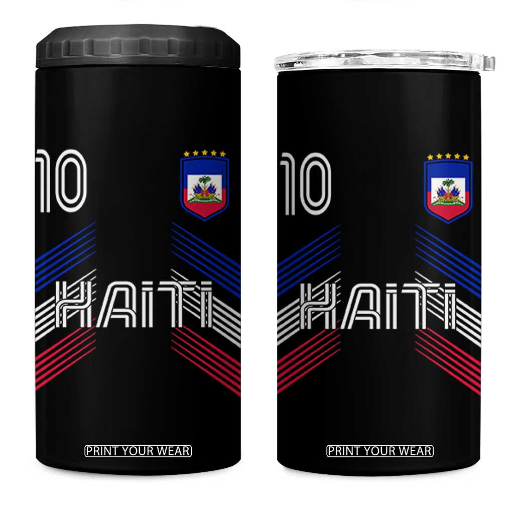 Haiti Soccer 4 in 1 Can Cooler Tumbler Haitian Football Fan Pride National Team Support Graphic