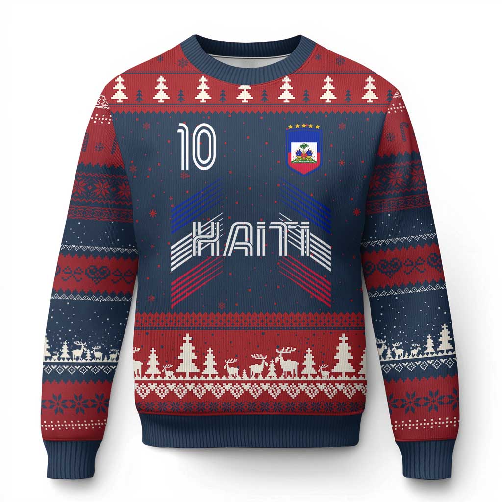 Haiti Soccer Ugly Christmas Sweater Haitian Football Fan Pride National Team Support Graphic