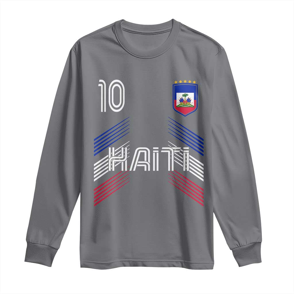 Haiti Soccer Long Sleeve Shirt Haitian Football Fan Pride National Team Support Graphic