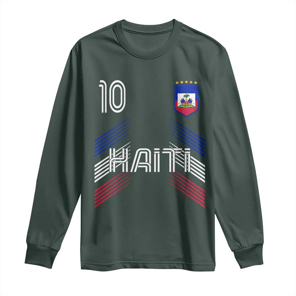 Haiti Soccer Long Sleeve Shirt Haitian Football Fan Pride National Team Support Graphic