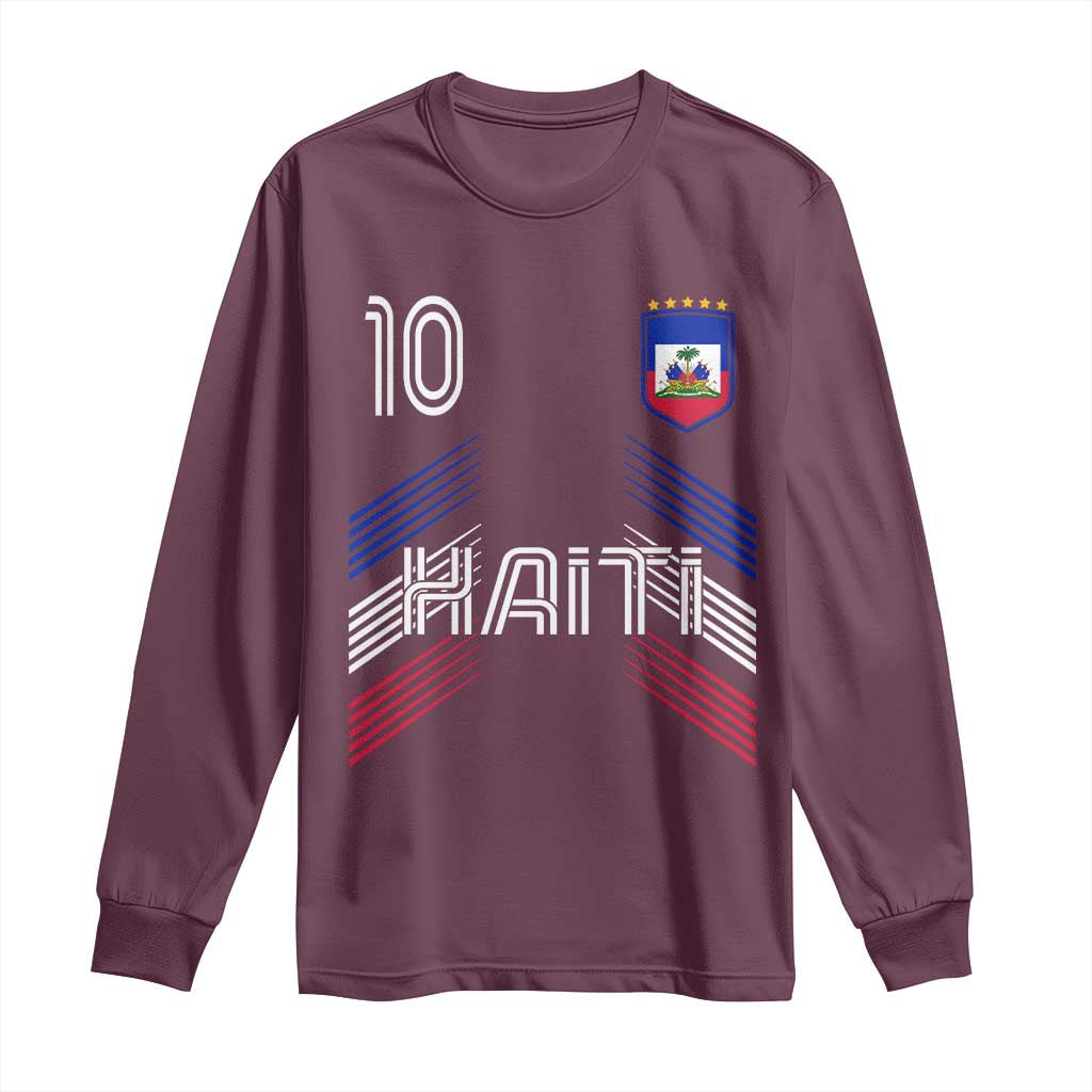 Haiti Soccer Long Sleeve Shirt Haitian Football Fan Pride National Team Support Graphic