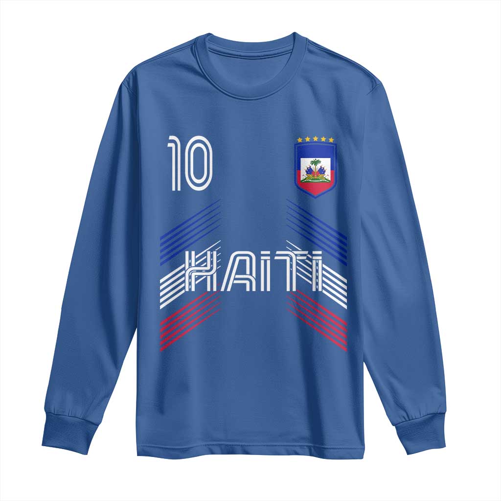 Haiti Soccer Long Sleeve Shirt Haitian Football Fan Pride National Team Support Graphic