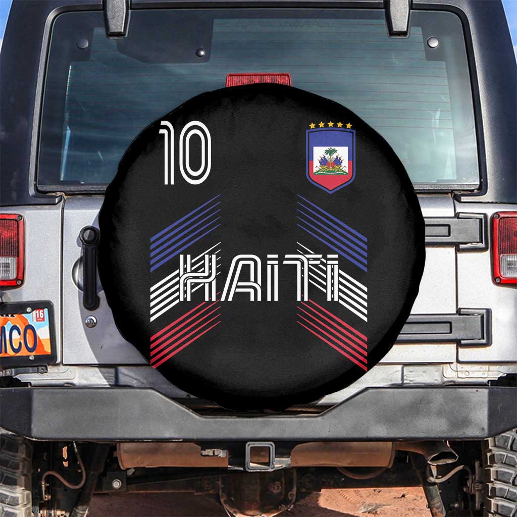 Haiti Soccer Spare Tire Cover Haitian Football Fan Pride National Team Support Graphic TS10 No hole Black Print Your Wear