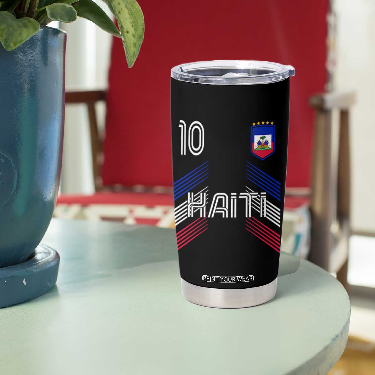 Haiti Soccer Tumbler Cup Haitian Football Fan Pride National Team Support Graphic