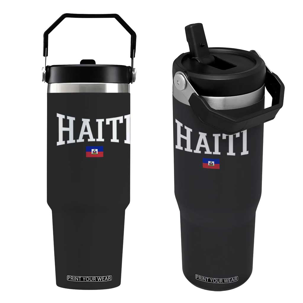 Haiti Haitian Flag Caribbean Souvenir Flip Straw Tumbler Vintage Varsity Sports