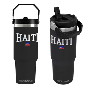 Haiti Haitian Flag Caribbean Souvenir Flip Straw Tumbler Vintage Varsity Sports