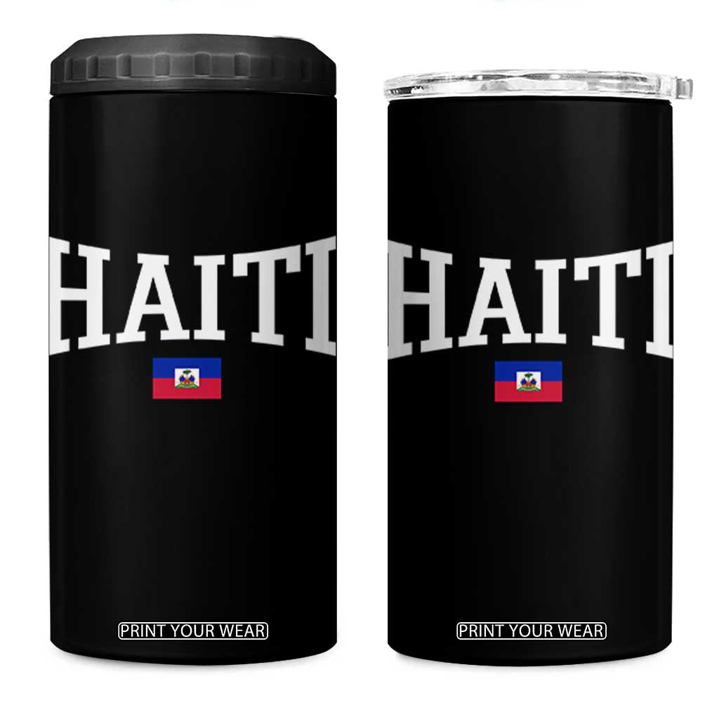 Haiti Haitian Flag Caribbean Souvenir 4 in 1 Can Cooler Tumbler Vintage Varsity Sports