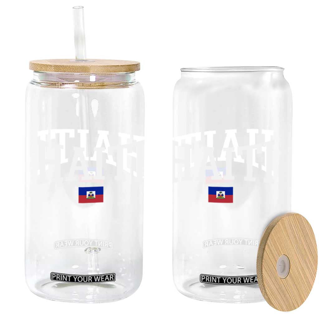 Haiti Haitian Flag Caribbean Souvenir Glass Can Vintage Varsity Sports