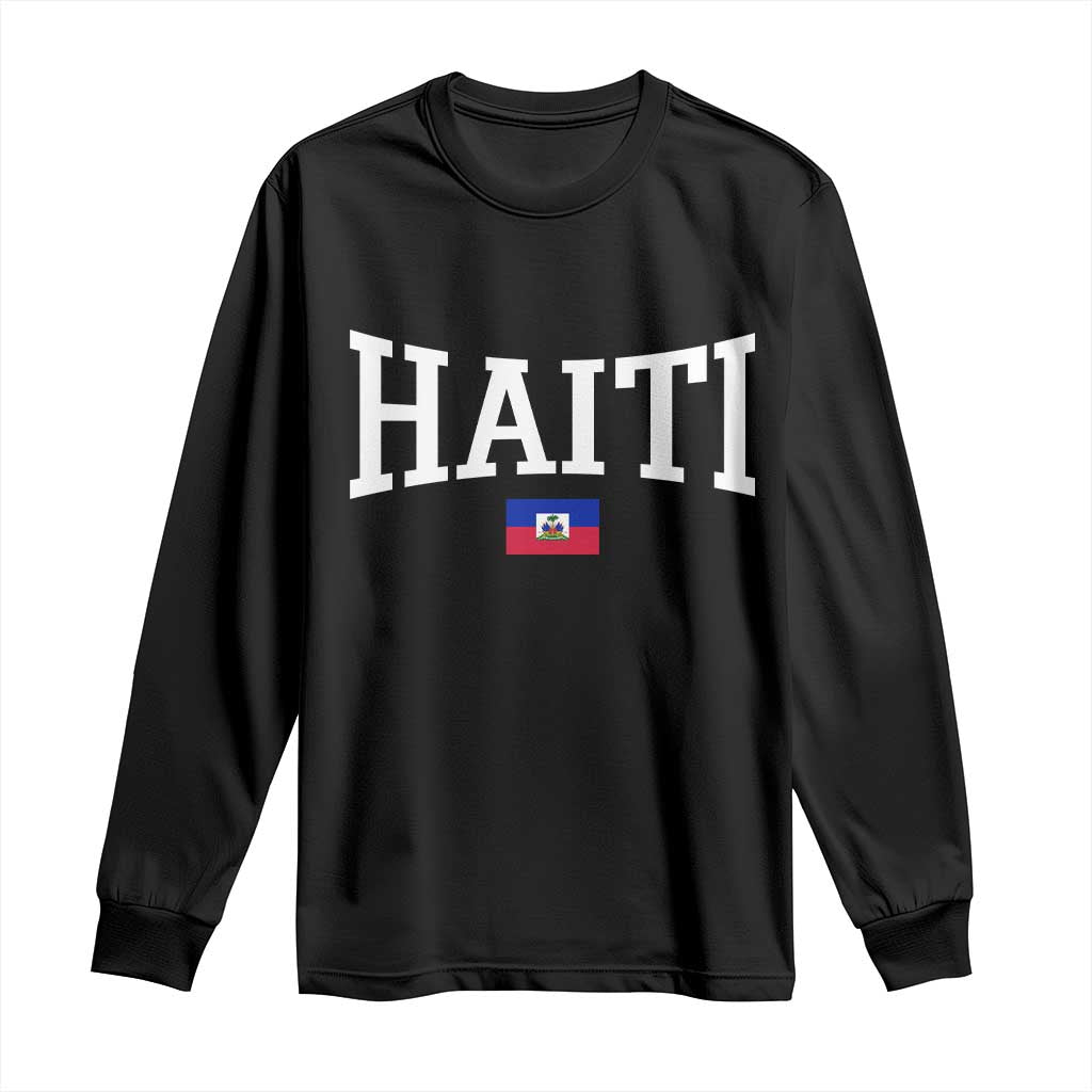 Haiti Haitian Flag Caribbean Souvenir Long Sleeve Shirt Vintage Varsity Sports TS10 Black Print Your Wear