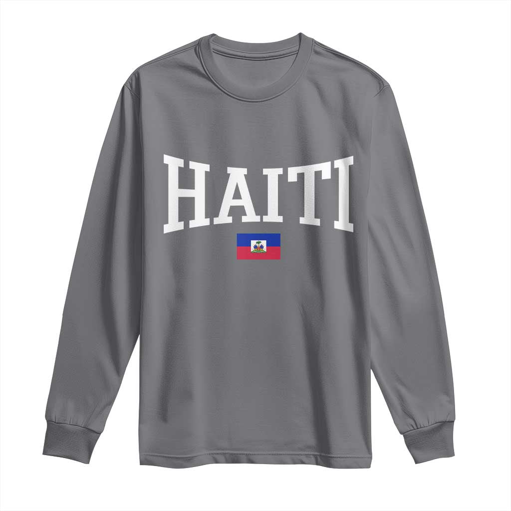 Haiti Haitian Flag Caribbean Souvenir Long Sleeve Shirt Vintage Varsity Sports