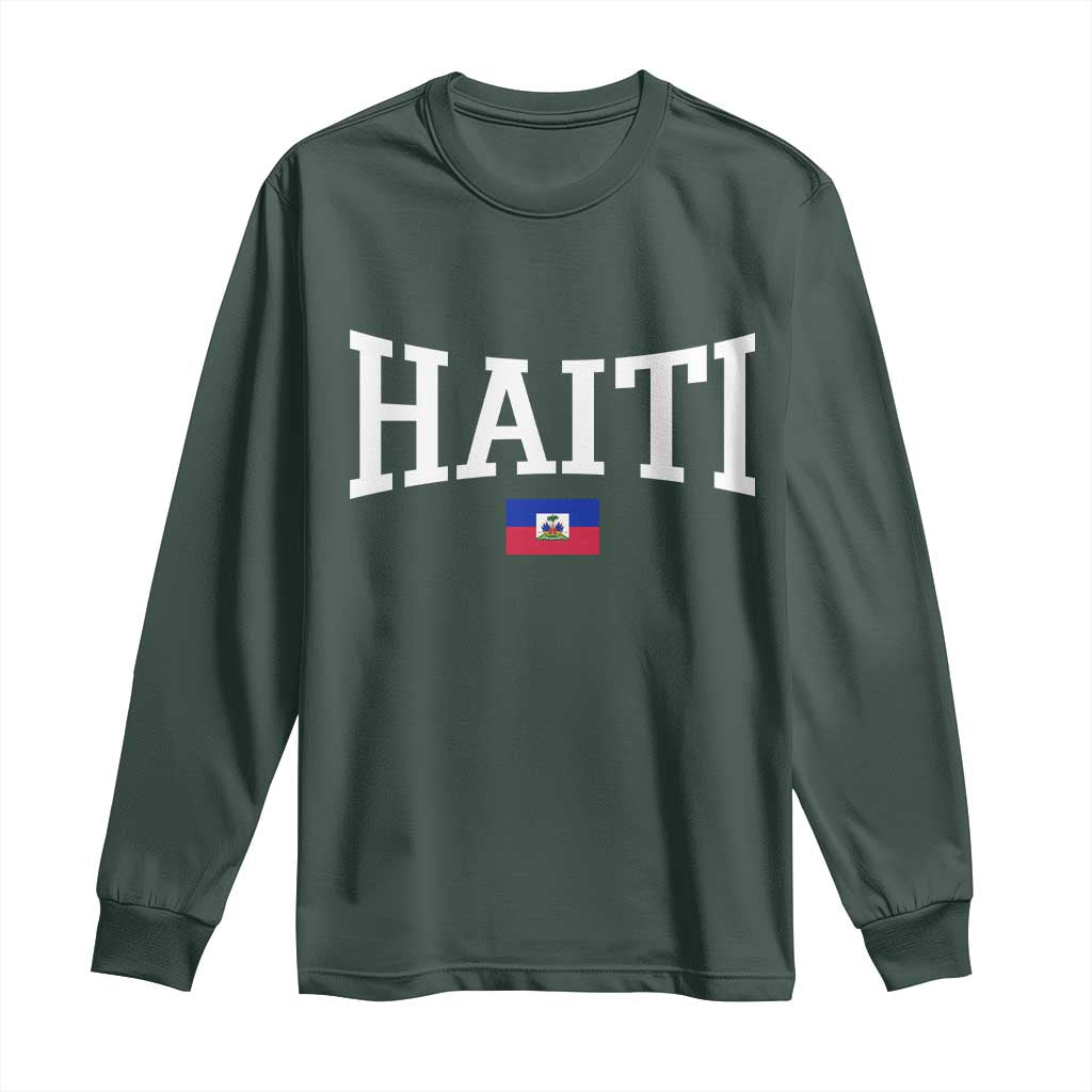 Haiti Haitian Flag Caribbean Souvenir Long Sleeve Shirt Vintage Varsity Sports