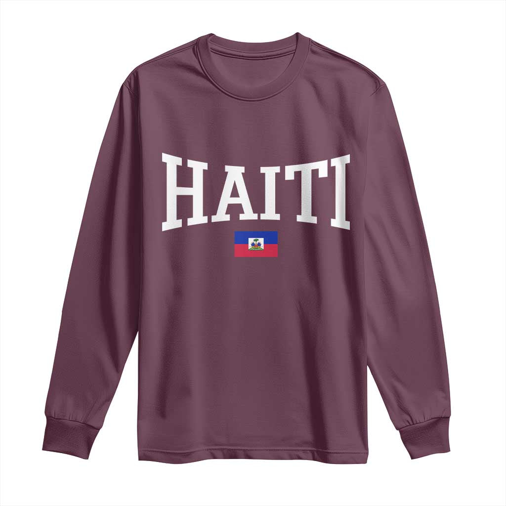 Haiti Haitian Flag Caribbean Souvenir Long Sleeve Shirt Vintage Varsity Sports
