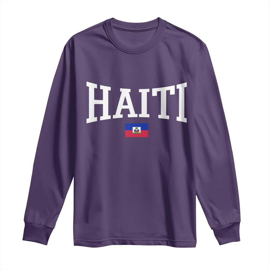 Haiti Haitian Flag Caribbean Souvenir Long Sleeve Shirt Vintage Varsity Sports
