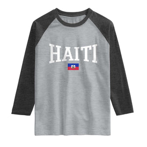 Haiti Haitian Flag Caribbean Souvenir Raglan Shirt Vintage Varsity Sports