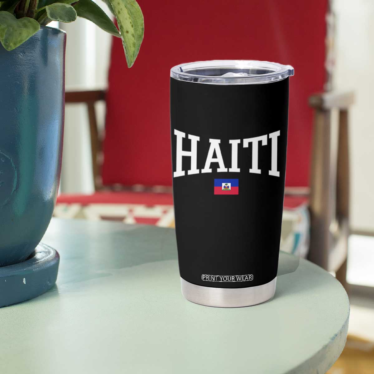 Haiti Haitian Flag Caribbean Souvenir Tumbler Cup Vintage Varsity Sports