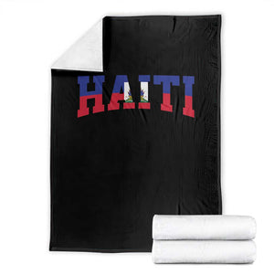 Vintage Haiti Throw Blanket Varsity Haitian Flag Classic Haitian Pride College Style