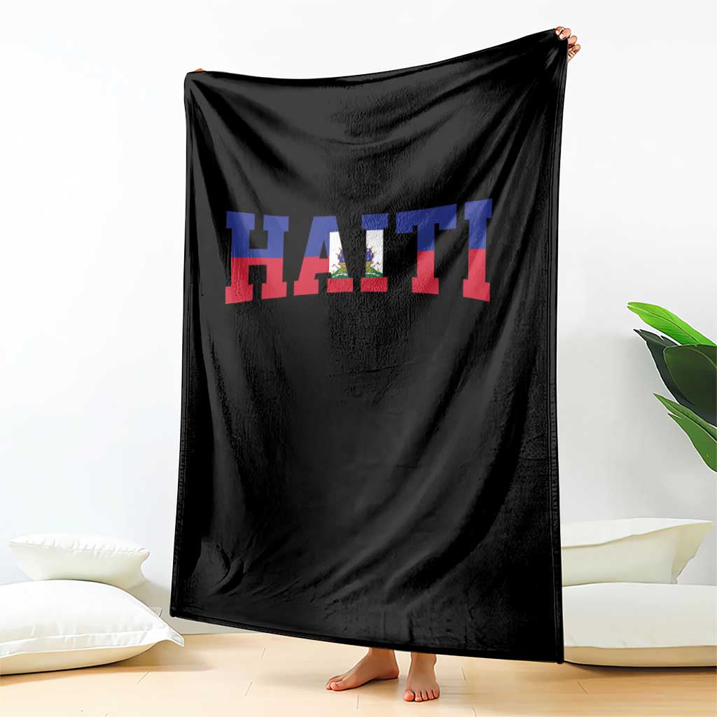 Vintage Haiti Throw Blanket Varsity Haitian Flag Classic Haitian Pride College Style