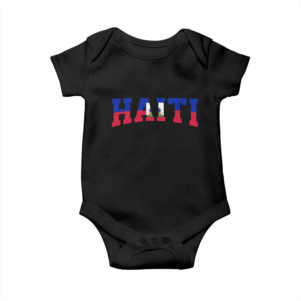 Vintage Haiti Baby Onesie Varsity Haitian Flag Classic Haitian Pride College Style TS10 Black Print Your Wear