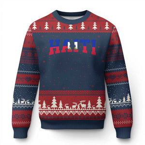 Vintage Haiti Ugly Christmas Sweater Varsity Haitian Flag Classic Haitian Pride College Style