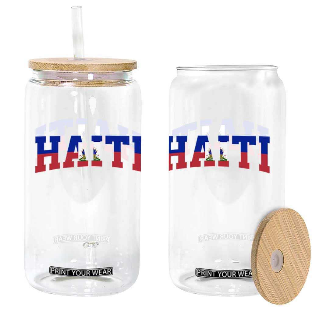 Vintage Haiti Glass Can Varsity Haitian Flag Classic Haitian Pride College Style