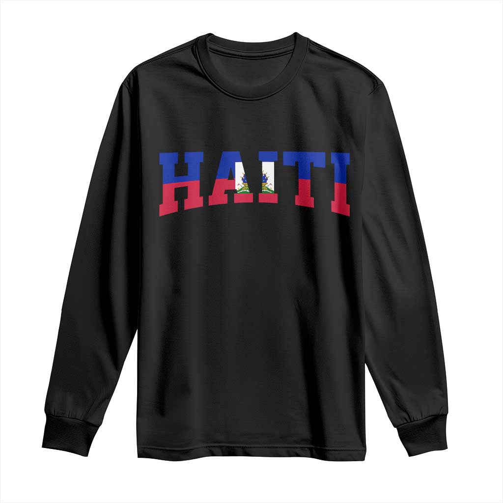 Vintage Haiti Long Sleeve Shirt Varsity Haitian Flag Classic Haitian Pride College Style