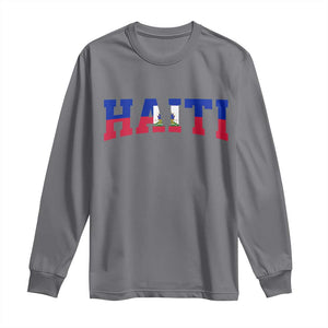 Vintage Haiti Long Sleeve Shirt Varsity Haitian Flag Classic Haitian Pride College Style