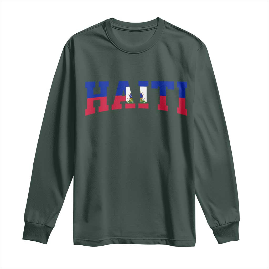 Vintage Haiti Long Sleeve Shirt Varsity Haitian Flag Classic Haitian Pride College Style