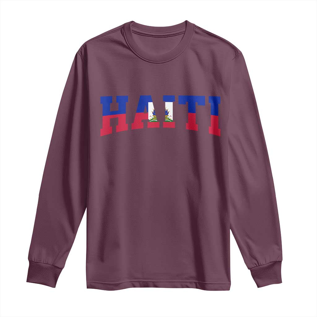 Vintage Haiti Long Sleeve Shirt Varsity Haitian Flag Classic Haitian Pride College Style