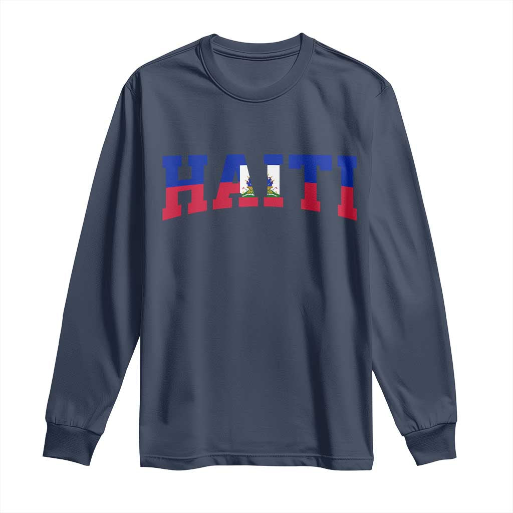 Vintage Haiti Long Sleeve Shirt Varsity Haitian Flag Classic Haitian Pride College Style