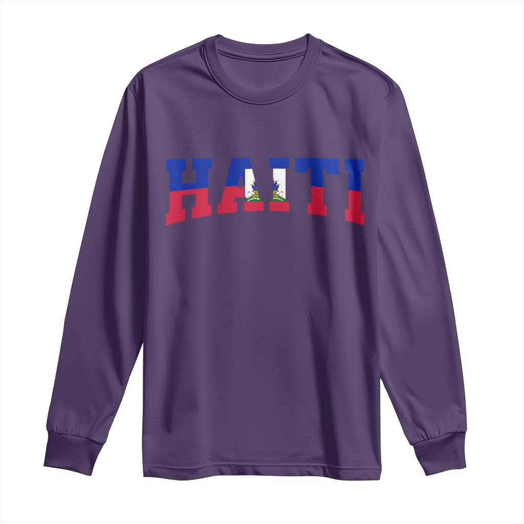 Vintage Haiti Long Sleeve Shirt Varsity Haitian Flag Classic Haitian Pride College Style
