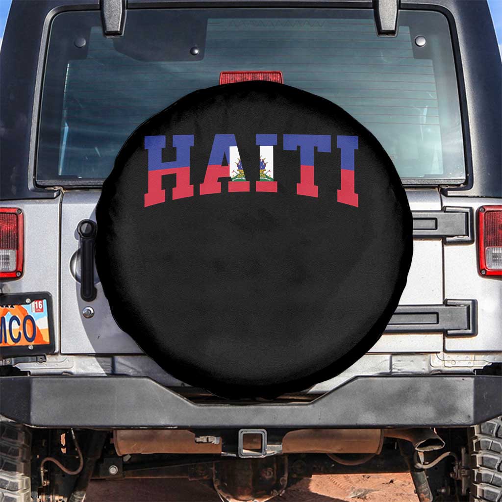 Vintage Haiti Spare Tire Cover Varsity Haitian Flag Classic Haitian Pride College Style