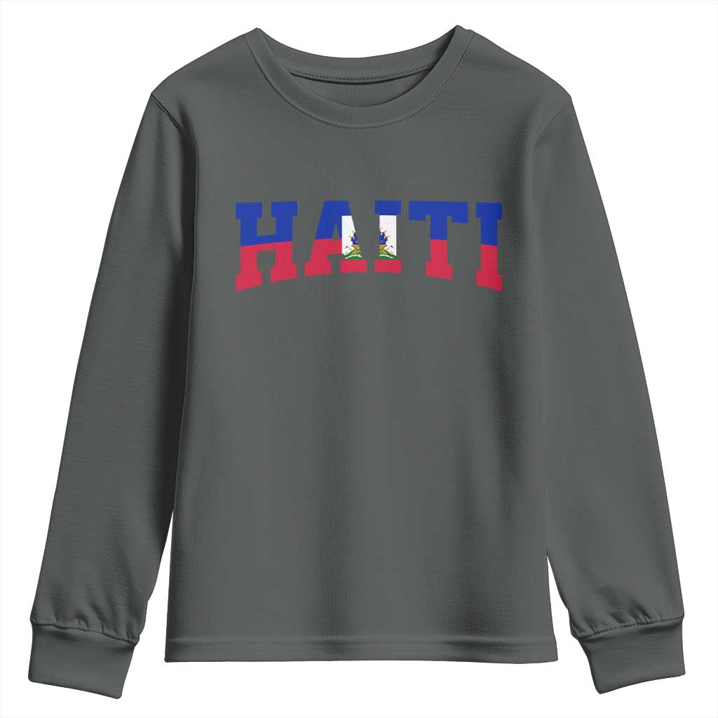 Vintage Haiti Youth Sweatshirt Varsity Haitian Flag Classic Haitian Pride College Style
