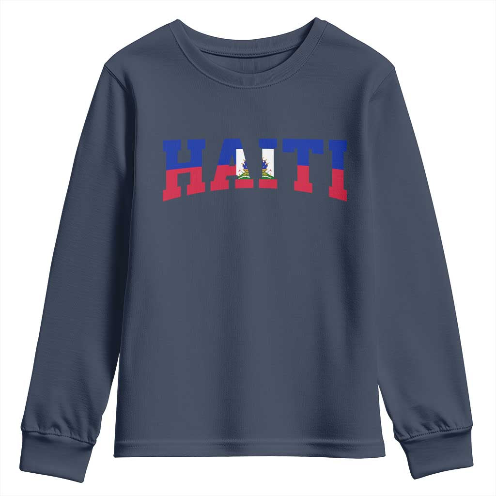Vintage Haiti Youth Sweatshirt Varsity Haitian Flag Classic Haitian Pride College Style