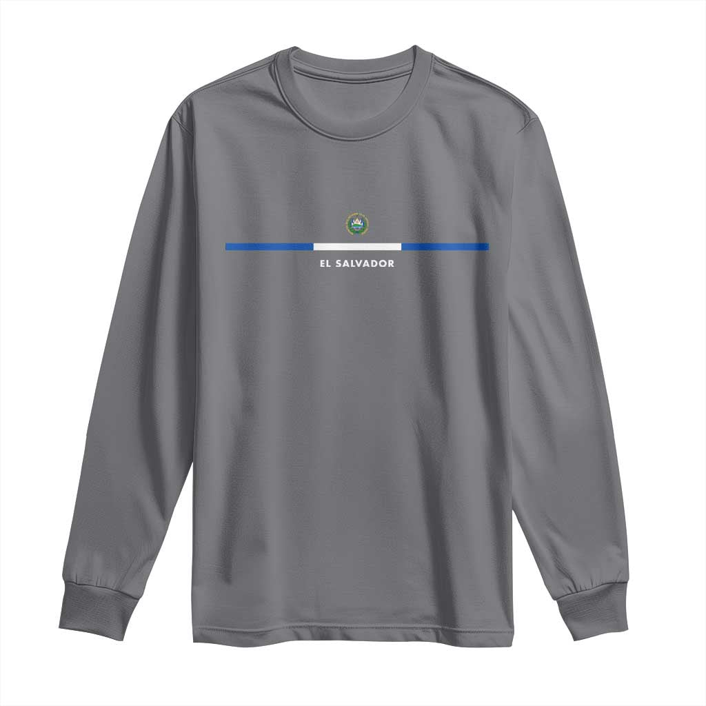 El Salvador Long Sleeve Shirt Vintage Salvadoran Flag Independence Day TS10 Charcoal Print Your Wear