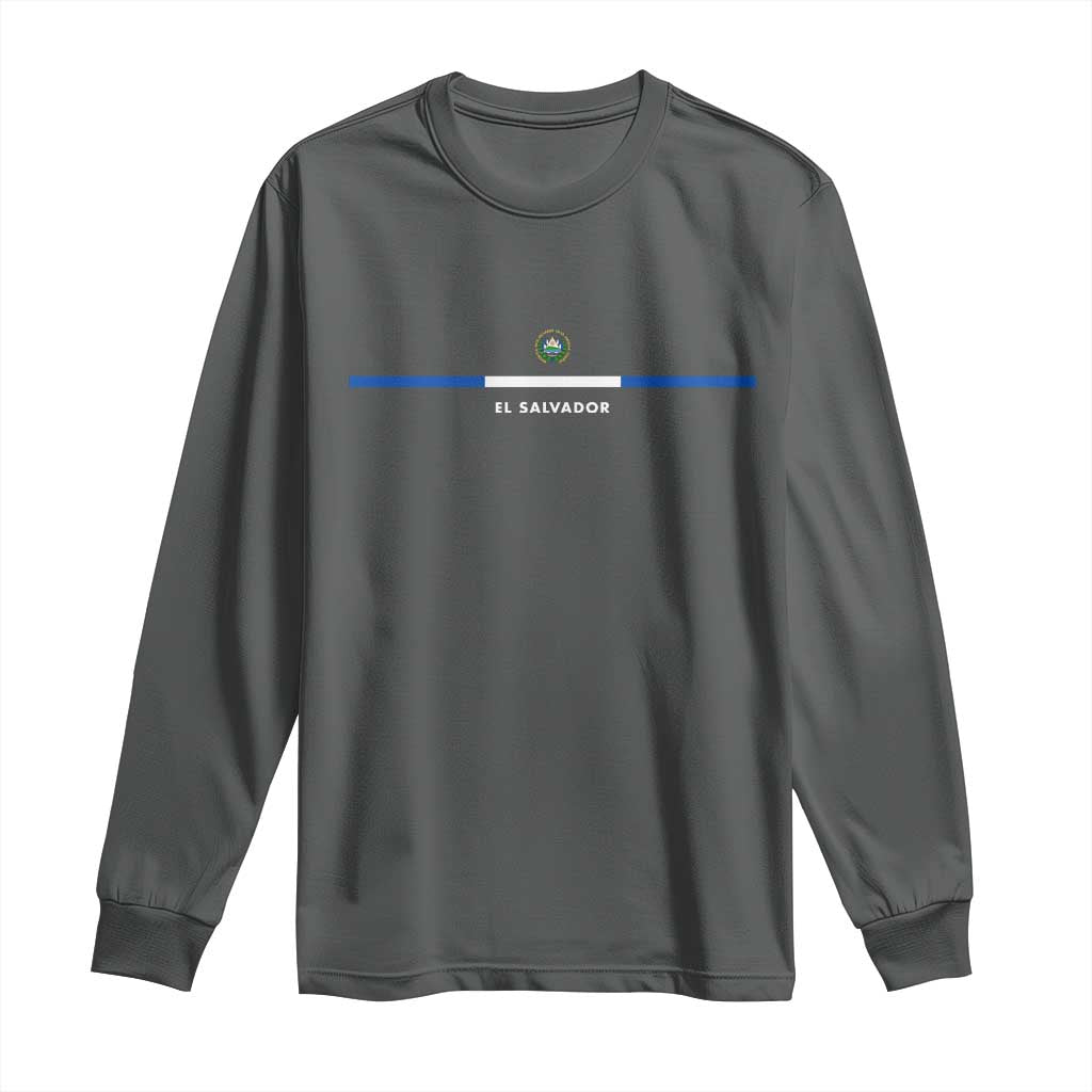 El Salvador Long Sleeve Shirt Vintage Salvadoran Flag Independence Day TS10 Dark Heather Print Your Wear