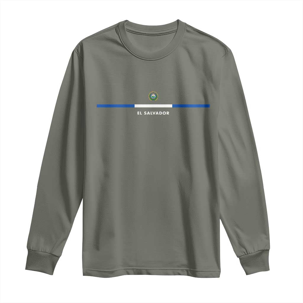 El Salvador Long Sleeve Shirt Vintage Salvadoran Flag Independence Day TS10 Military Green Print Your Wear