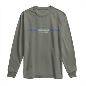 El Salvador Long Sleeve Shirt Vintage Salvadoran Flag Independence Day TS10 Military Green Print Your Wear