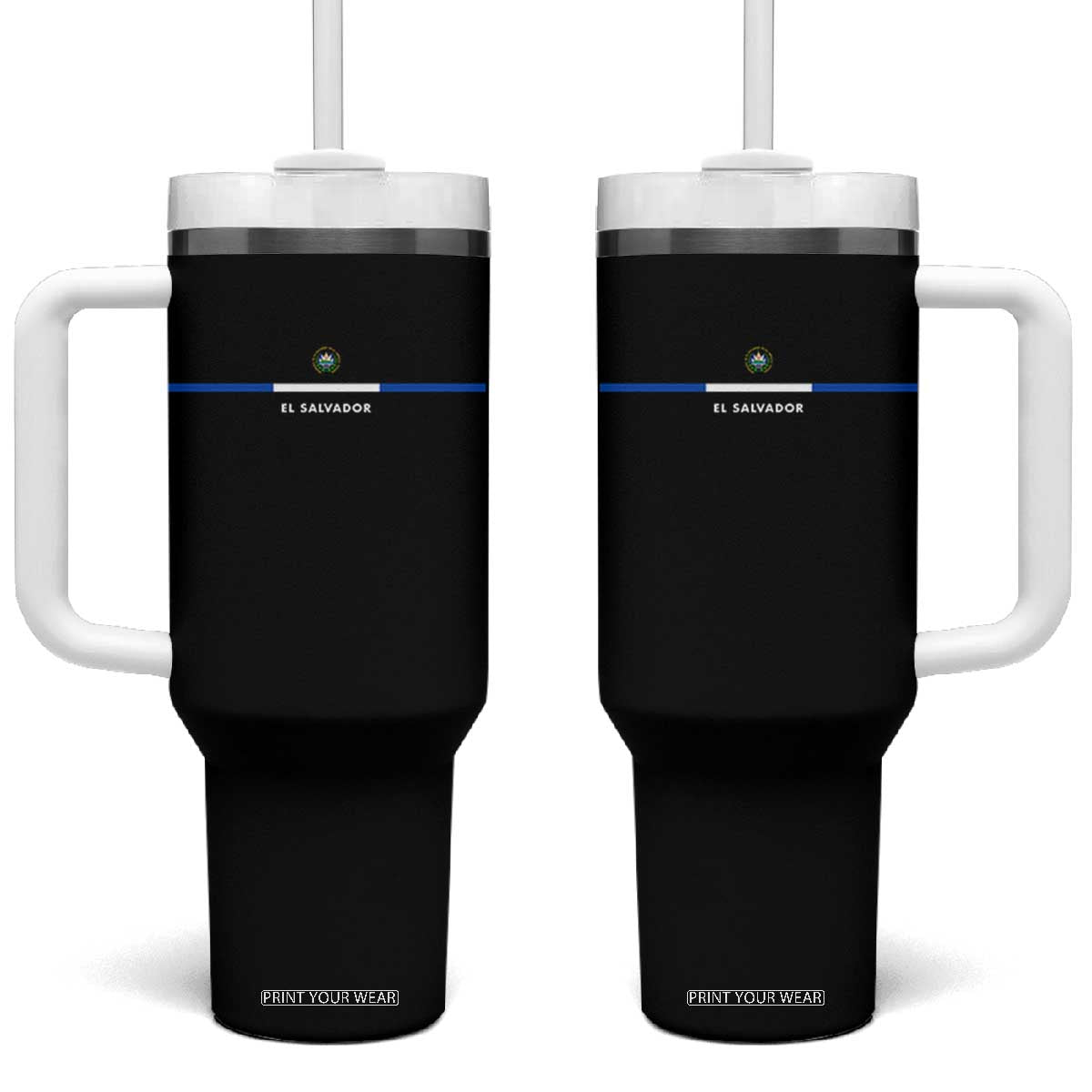 El Salvador Tumbler With Handle Vintage Salvadoran Flag Independence Day TS10 One Size: 40 oz Black Print Your Wear