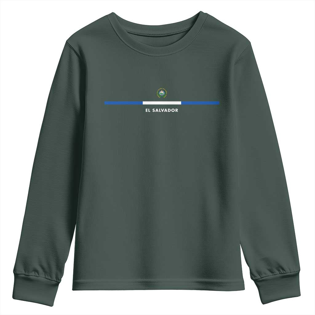 El Salvador Youth Sweatshirt Vintage Salvadoran Flag Independence Day TS10 Dark Forest Green Print Your Wear