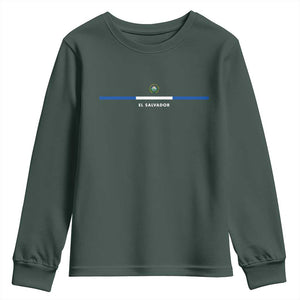 El Salvador Youth Sweatshirt Vintage Salvadoran Flag Independence Day TS10 Dark Forest Green Print Your Wear