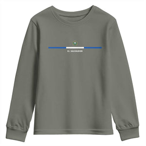 El Salvador Youth Sweatshirt Vintage Salvadoran Flag Independence Day TS10 Military Green Print Your Wear