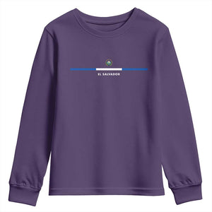 El Salvador Youth Sweatshirt Vintage Salvadoran Flag Independence Day TS10 Purple Print Your Wear