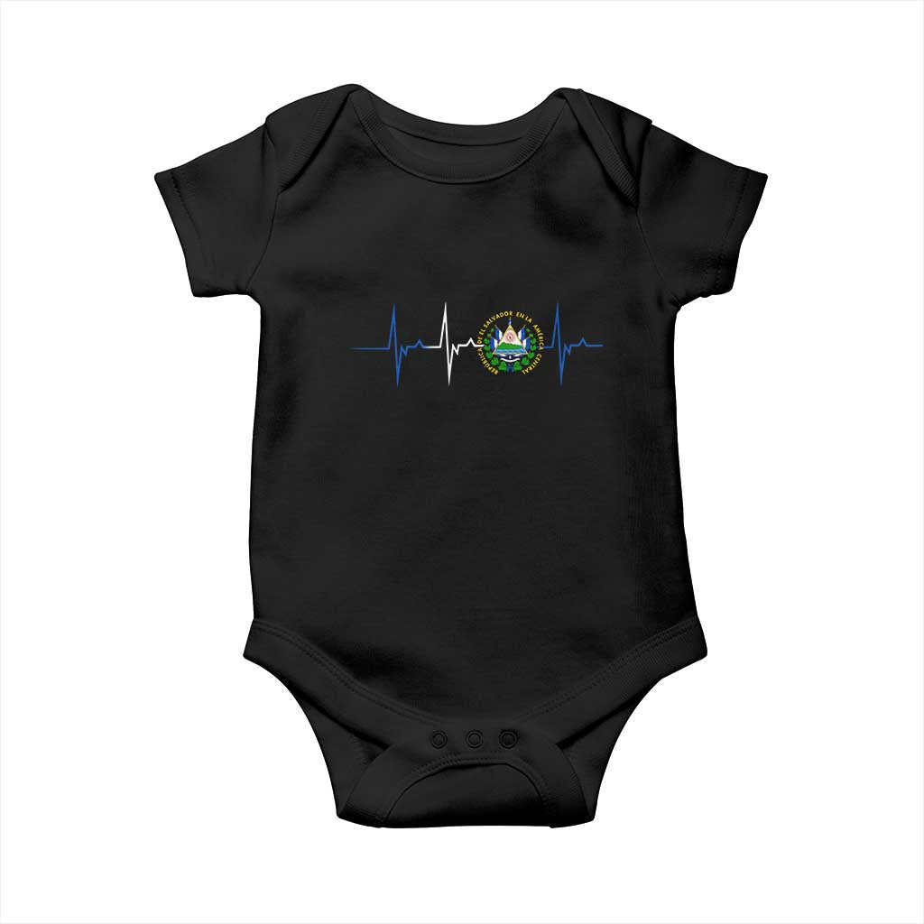 El Salvador Baby Onesie Vintage Salvadoran Flag Heartbeat Independence Day TS10 Black Print Your Wear