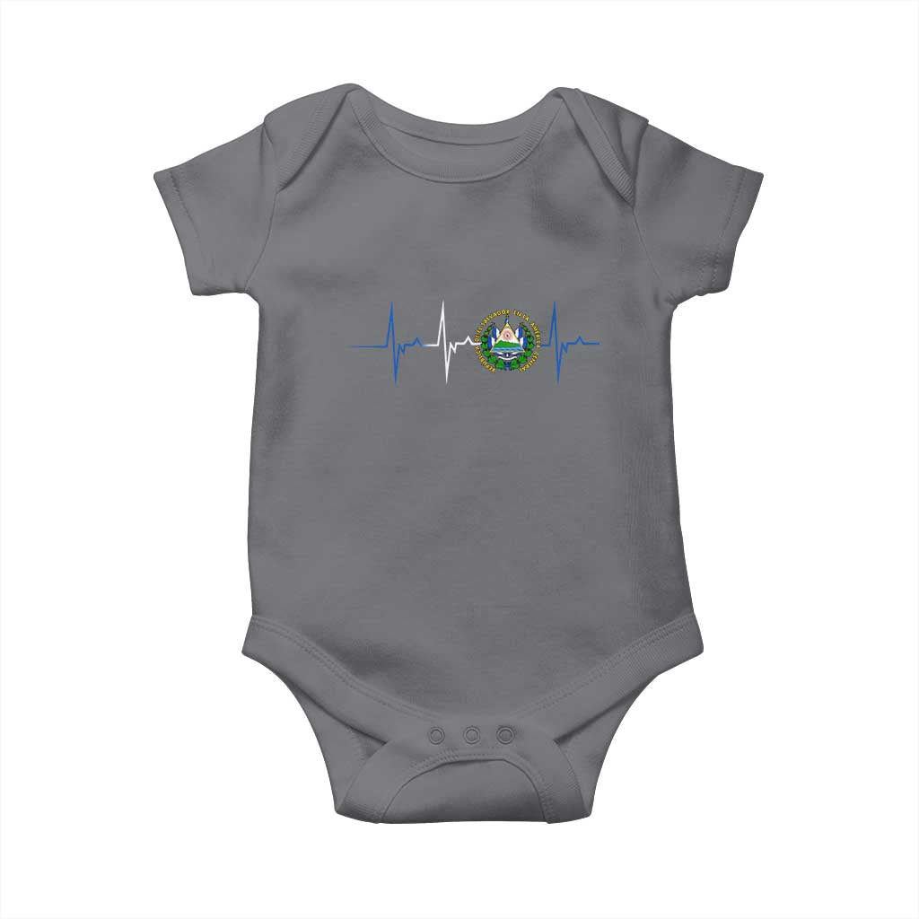 El Salvador Baby Onesie Vintage Salvadoran Flag Heartbeat Independence Day TS10 Charcoal Print Your Wear
