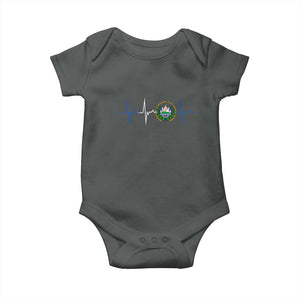 El Salvador Baby Onesie Vintage Salvadoran Flag Heartbeat Independence Day TS10 Dark Heather Print Your Wear