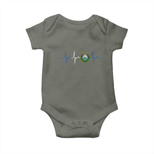 El Salvador Baby Onesie Vintage Salvadoran Flag Heartbeat Independence Day TS10 Military Green Print Your Wear