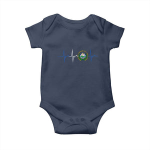 El Salvador Baby Onesie Vintage Salvadoran Flag Heartbeat Independence Day TS10 Navy Print Your Wear